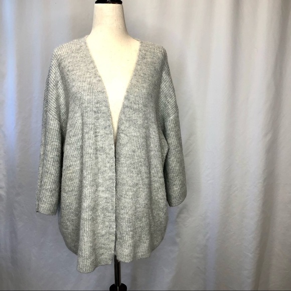 H&M open front kimono sleeve cardigan ribbed grey - Picture 1 of 7